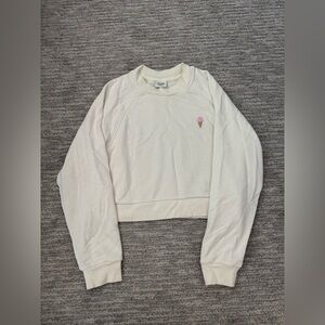 Aritzia ( Sunday Best) Cream Sweatshirt with Ice Cream Embroidery